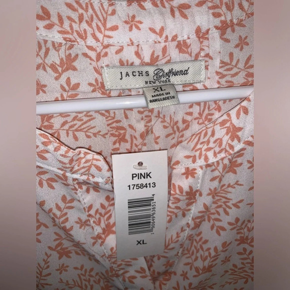 Jachs‎ Girlfriend Pink/White floral short sleeved popover top XL NWT - Picture 3 of 7